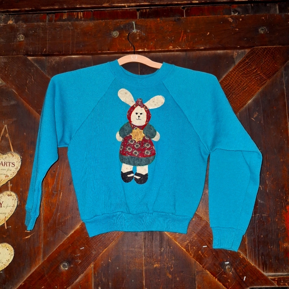 90s Blue Sweater with Bunny Design